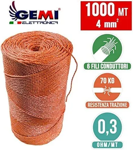 GEMI Filo Conduttore Recinto Elettrico 1000 m 4 mm²