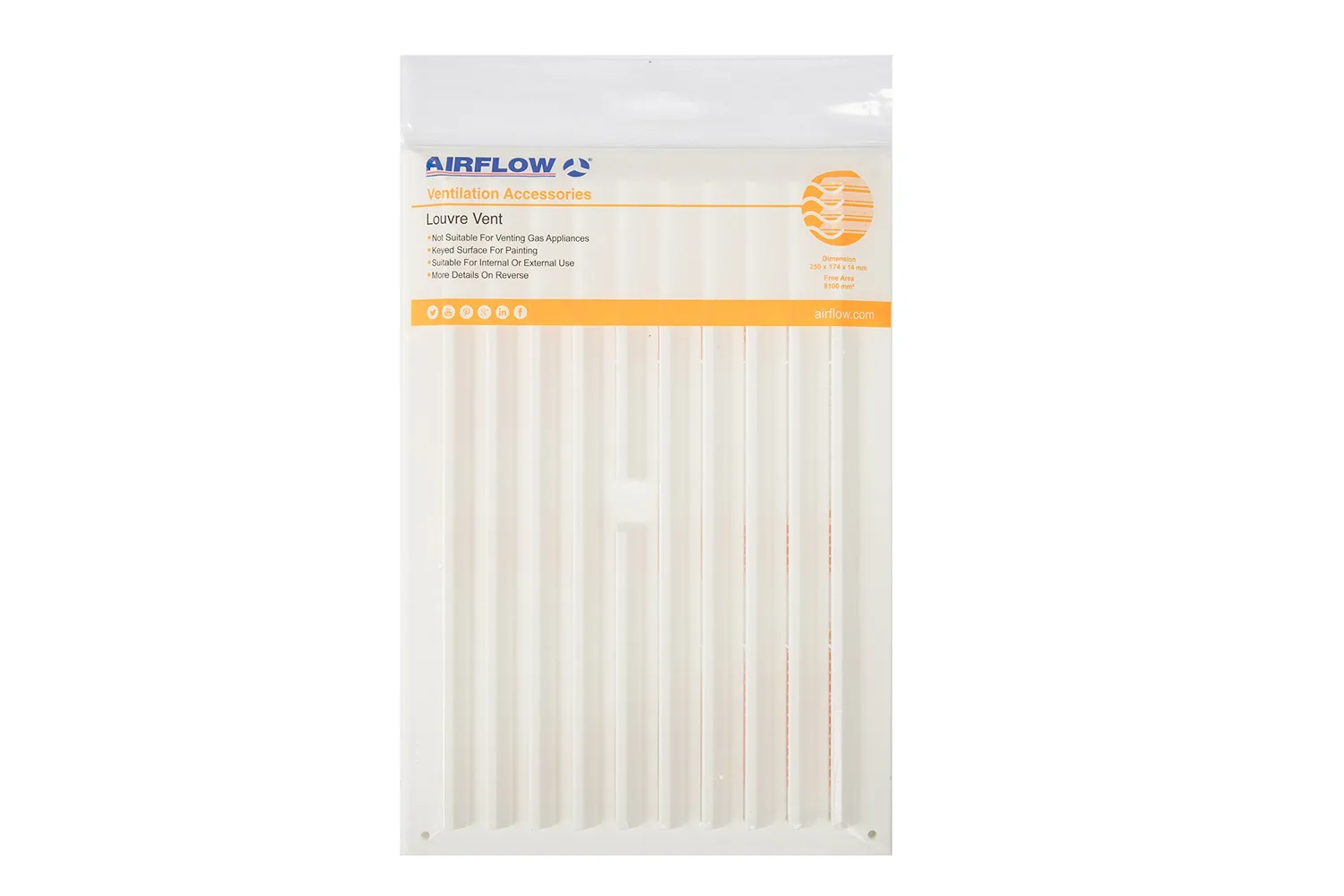 Airflow Griglia Ventilazione 250x256 Senza Zanzariera Verniciabile