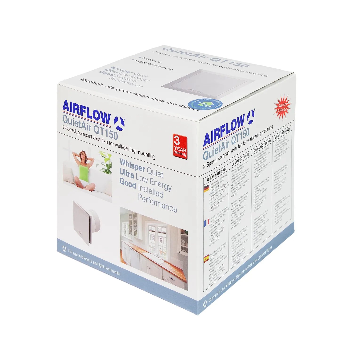 Airflow QuietAir Aspiratore Silenzioso 150 mm 260 m3/h