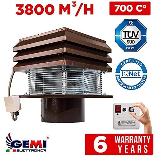 Gemi Aspiratore Camino Professionale 20 cm Tondo 700°C