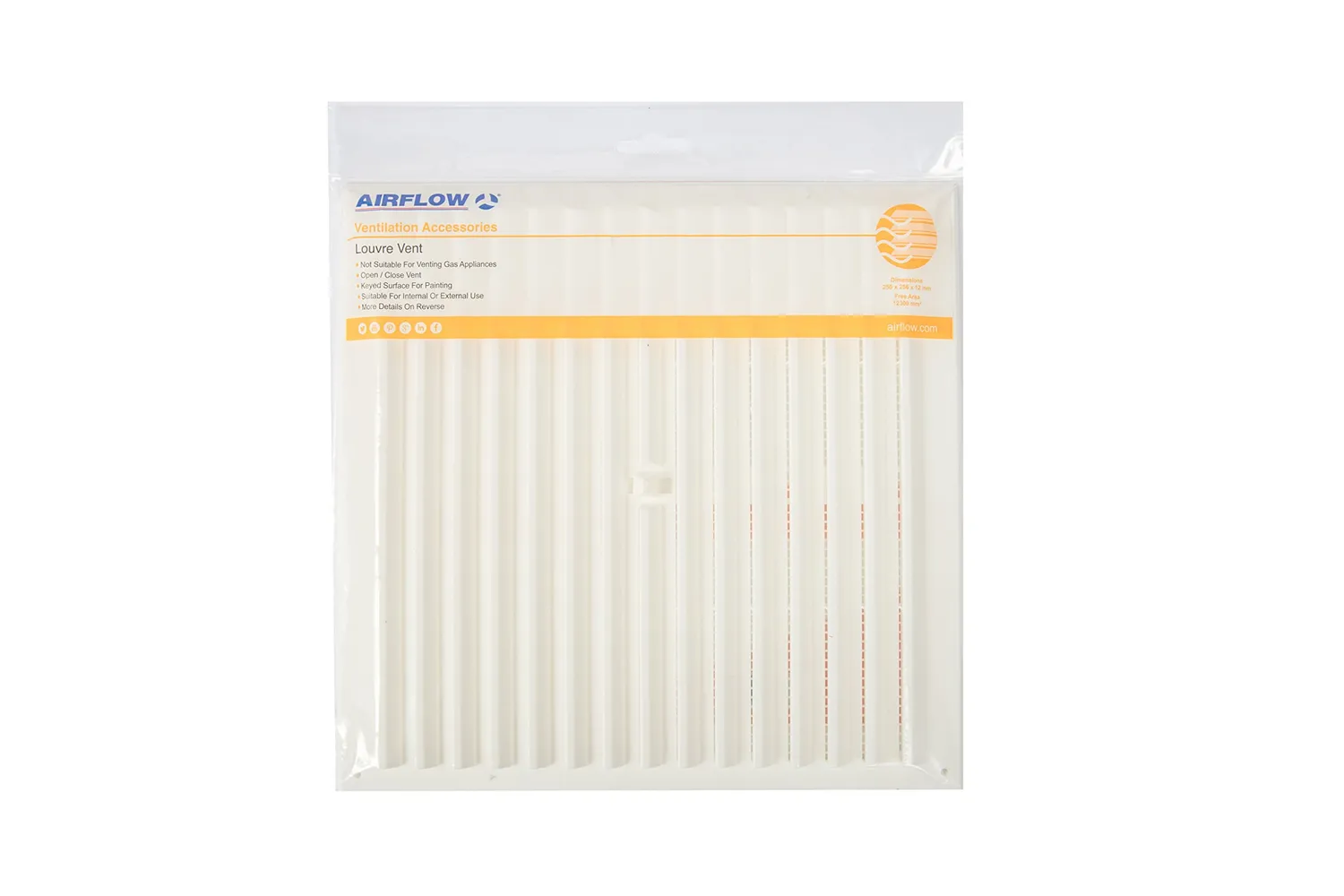 Airflow Griglia Ventilazione 250x256 Senza Zanzariera Verniciabile