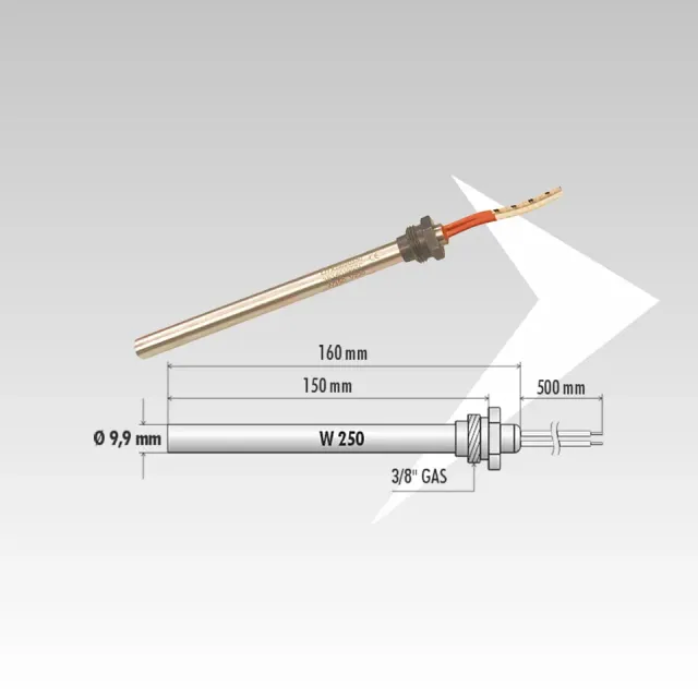 ELD60027 candeletta pellet 250W 160 mm raccordo 3/8"