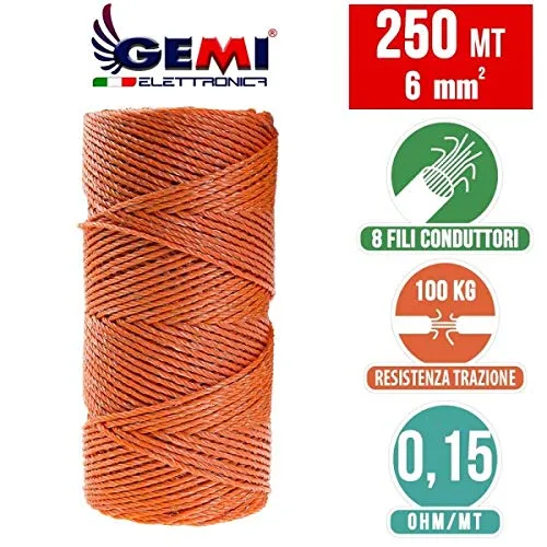 GEMI Filo Conduttore Recinto Elettrico 250 m 6 mm²