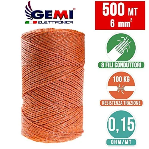 Gemi Filo Conduttore Recinto 500 m 6 mmq 8 Fili