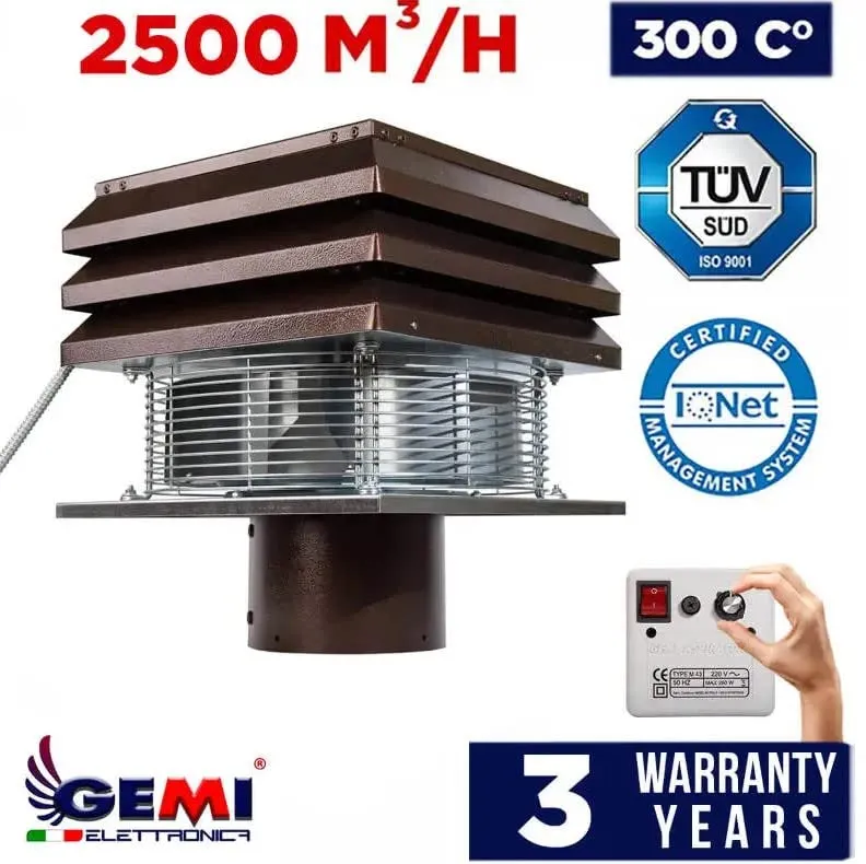 Gemi Aspiratore Camino Tondo 30 cm con Regolatore 6 Velocità
