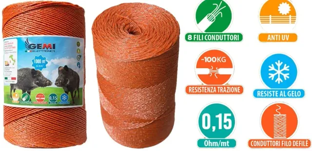 Gemi Filo Recinto Elettrico 1000 m 6 mm² 8 Fili