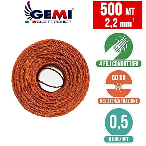 Gemi Filo Conduttore Recinto 500 m 2,2 mmq 4 Fili