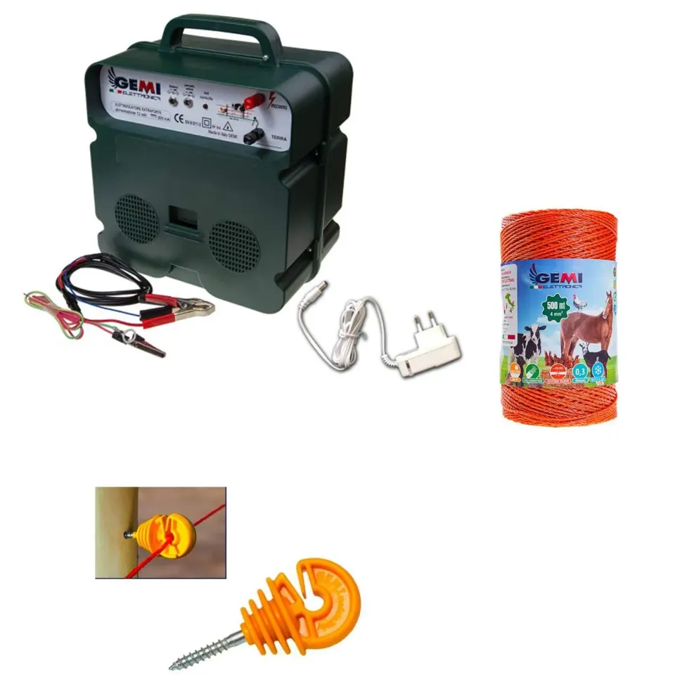 GEMI B12 Kit Recinto Elettrico 500 m Doppia Alimentazione 12V/220V