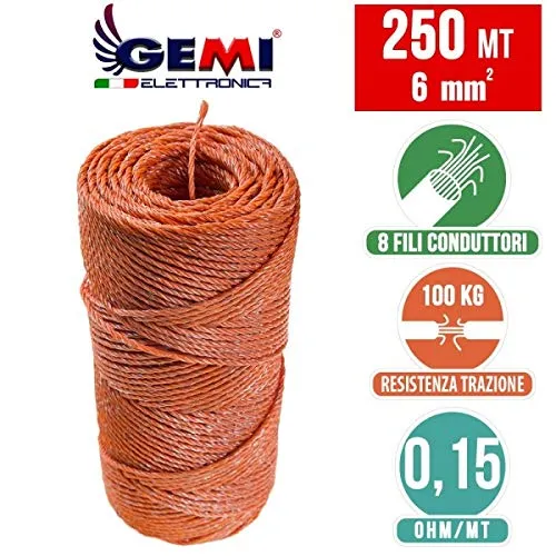GEMI Filo Conduttore Recinto Elettrico 250 m 6 mm²