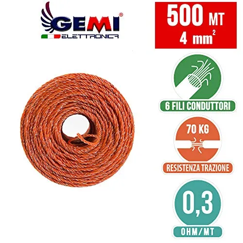 Gemi Filo Recinto Elettrico 500 m 4 mm² 6 Fili