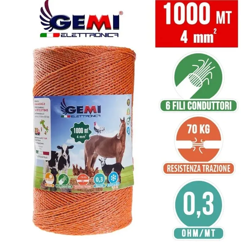 GEMI Filo Conduttore Recinto Elettrico 1000 m 4 mm²
