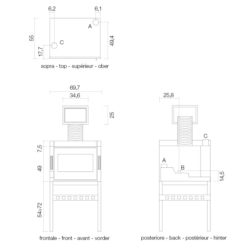 Cadel Zefiro Kit Canalizzazione Inserto Pellet Ghisa