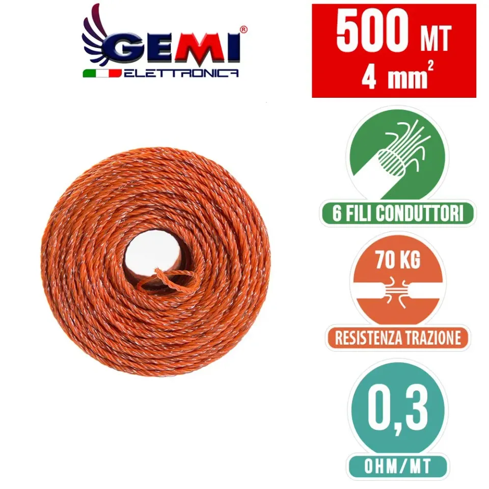 Gemi Filo Recinto Elettrico 500 m 4 mm² 6 Fili