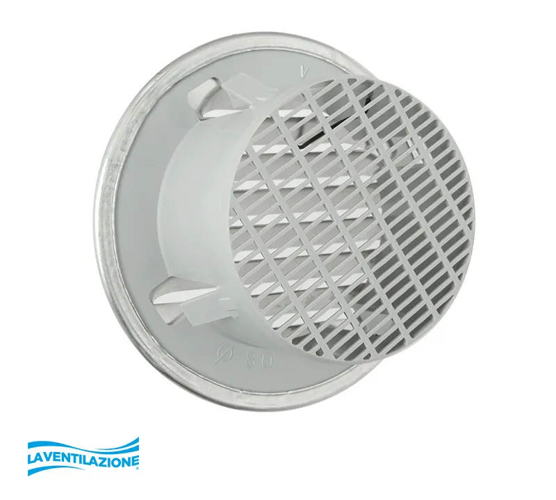 La Ventilazione Griglia da Incasso Ø 80-200 mm con Imbocco Plastica