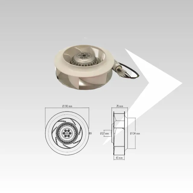 Trial RAP19R4-001 ventilatore centrifugo pale rovesce 180 mm