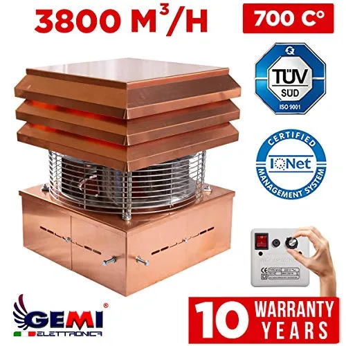GEMI Tirafumo Professionale Rame Aspiratore Camino 3800 m³/h
