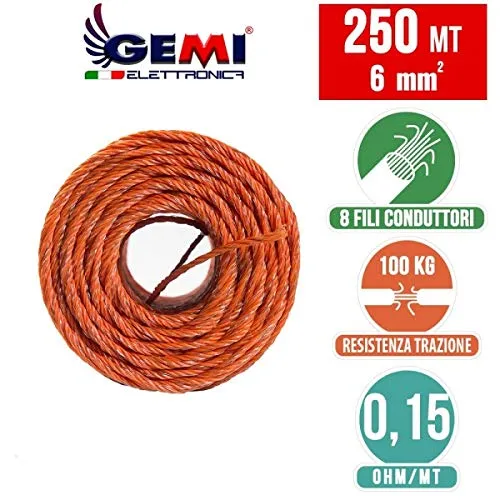 GEMI Filo Conduttore Recinto Elettrico 250 m 6 mm²