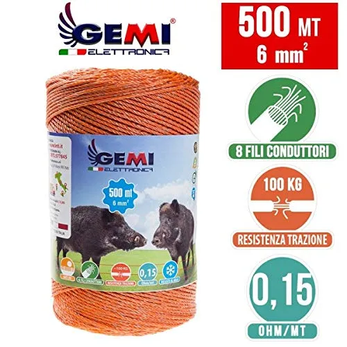 Gemi Filo Conduttore Recinto 500 m 6 mmq 8 Fili