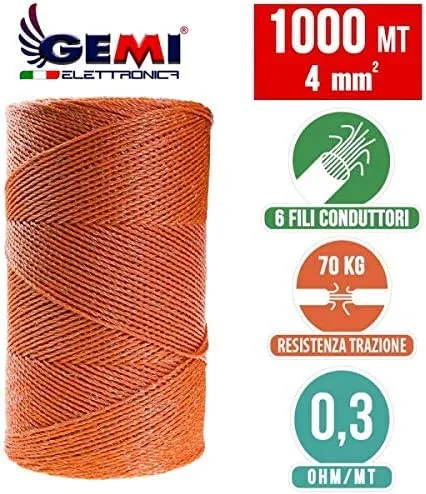 GEMI Filo Conduttore Recinto Elettrico 1000 m 4 mm²