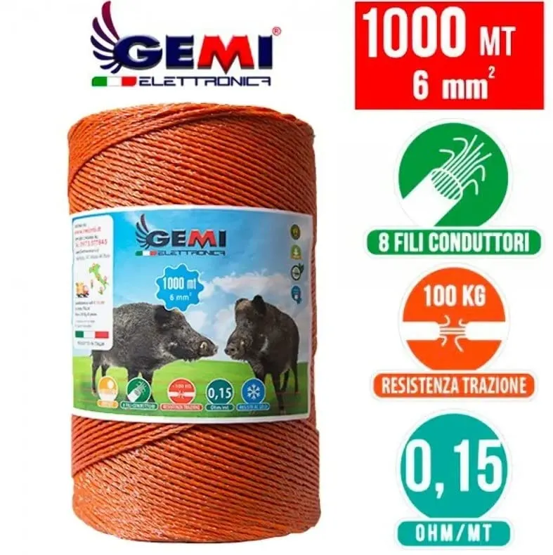 Gemi Filo Recinto Elettrico 1000 m 6 mm² 8 Fili