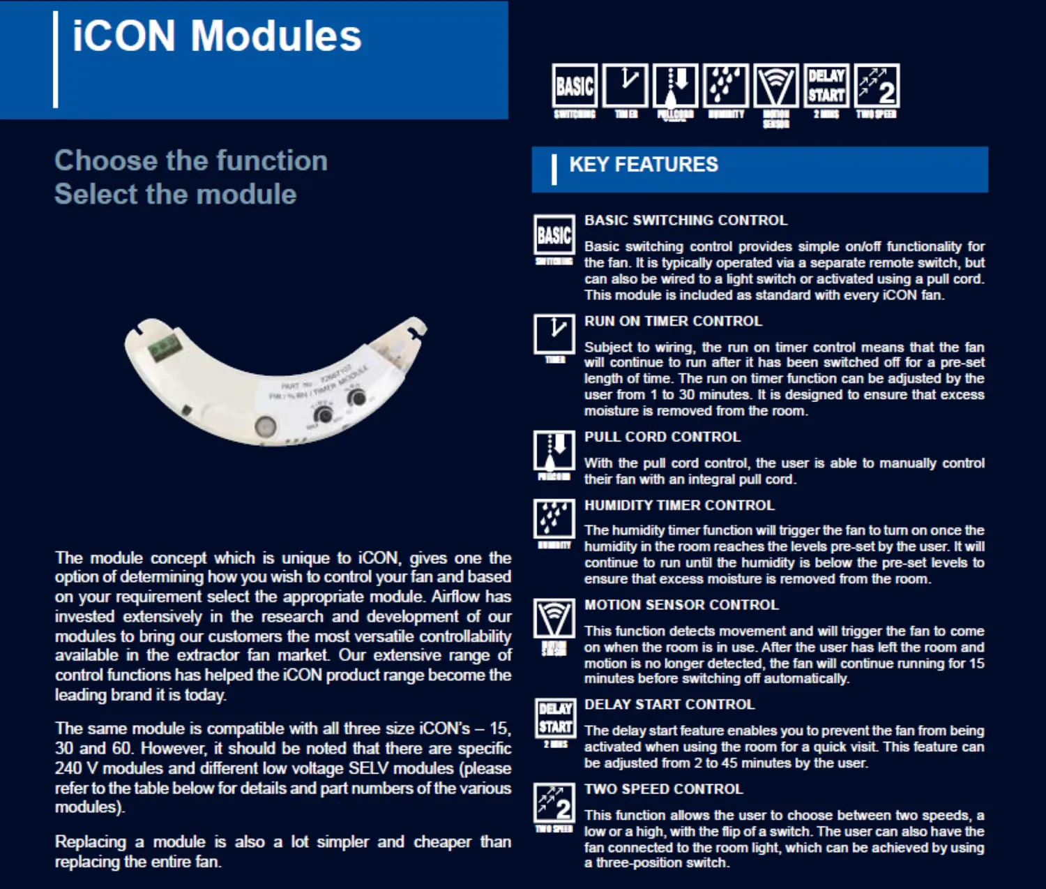 Airflow iCON Modulo Timer 1-30 min per Aspiratore