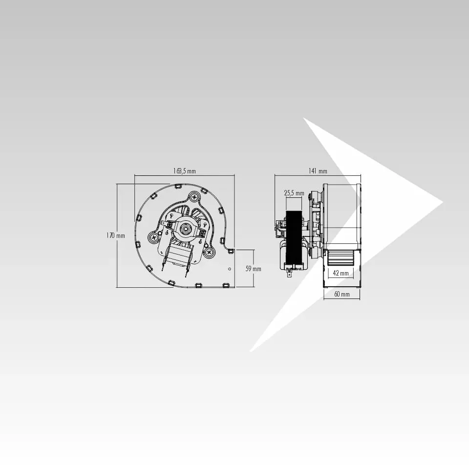 Trial CAH11Y4-002 ventilatore centrifugo 141x170 mm bassa rumorosità