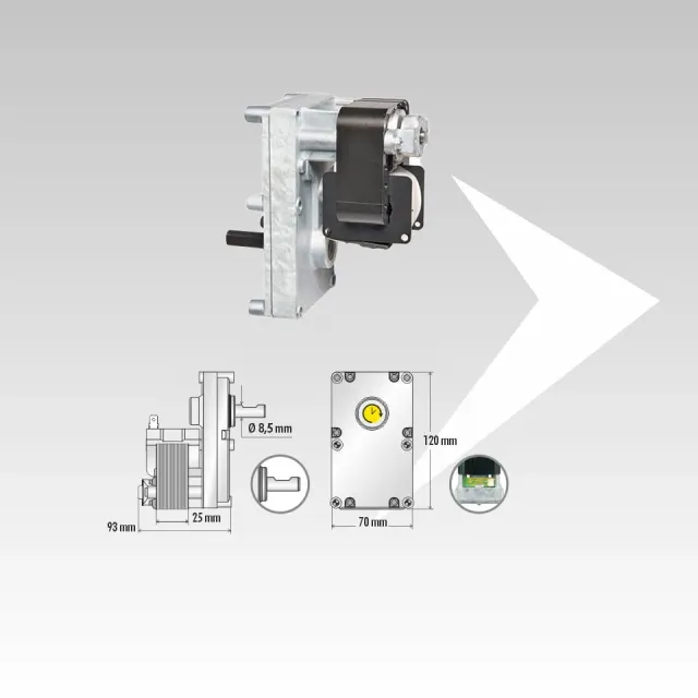 Mellor FB1222 motoriduttore 1,5 rpm encoder 8,5 mm