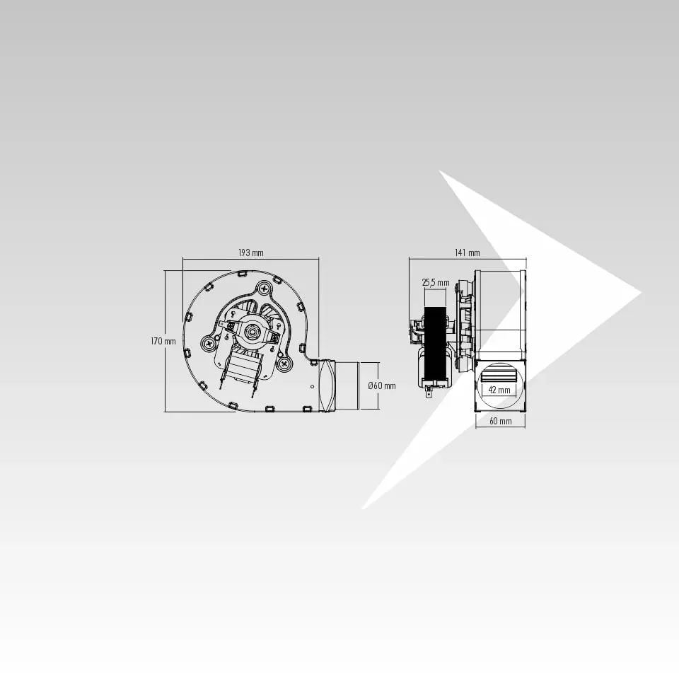 Trial CAH11Y4-002-60 ventilatore centrifugo 141x170 mm