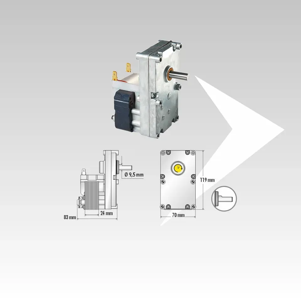 Merkle & Korff MKSF11 motoriduttore pellet 1,1 rpm albero 9,5 mm