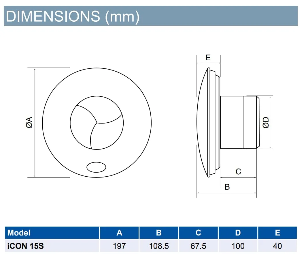Airflow iCON 15S Estrattore Bagno 12V 100 mm Silenzioso