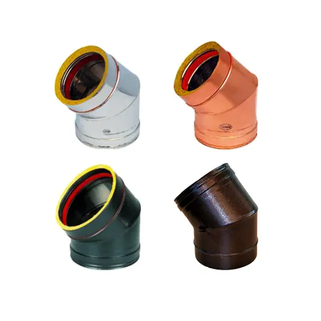 Piemme Gomito 45° Canna Fumaria Doppia Parete 25 mm inox
