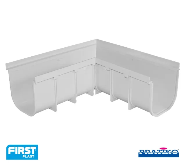 La Ventilazione Angolo destro PVC per canale 200 h 185 mm