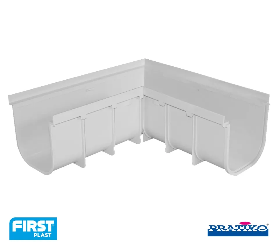 La Ventilazione Angolo destro PVC per canale 200 h 185 mm