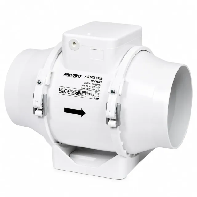 Airflow Aventa 100B Estrattore In Linea 100 mm Basic 2 Velocità